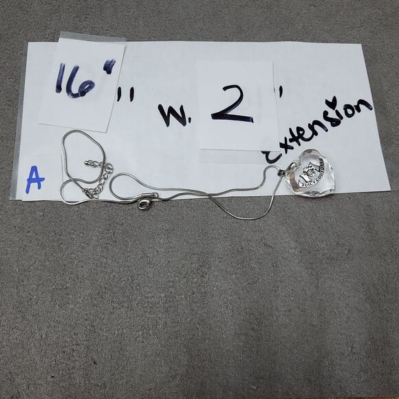 Juicy Couture Heart With Banner Pendant Necklace 18" With 18KGP Stamped - Picture 7 of 7